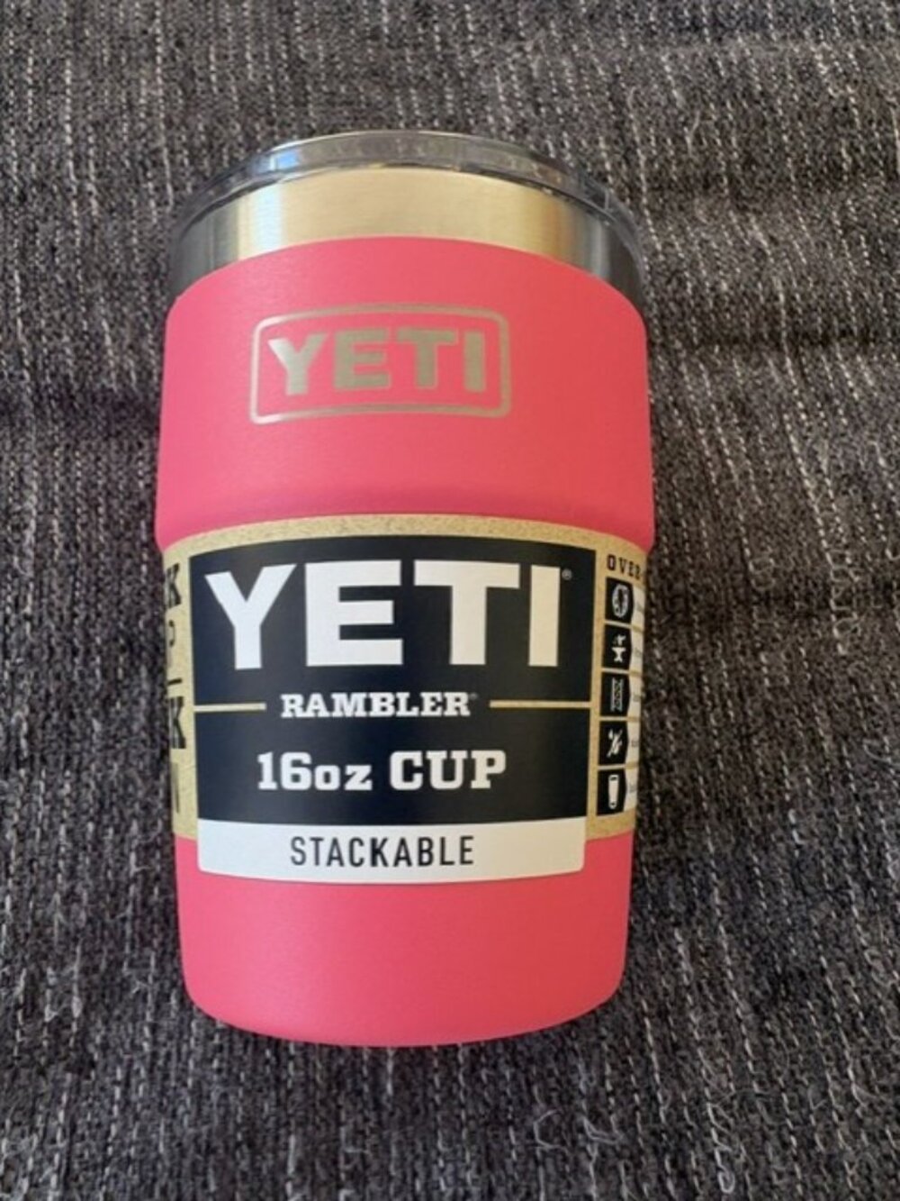 YETI Rambler 16oz Stackable Cup w/Magslider Lid Tropical Pink New With Tags